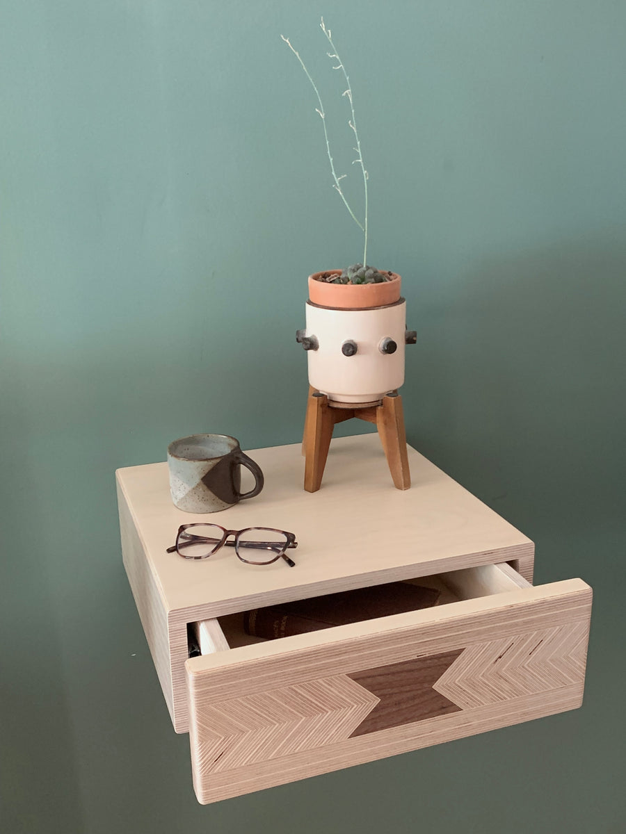 Baltic Birch Plywood 'Aisling' Floating Nightstand with Full Overlay Drawer
