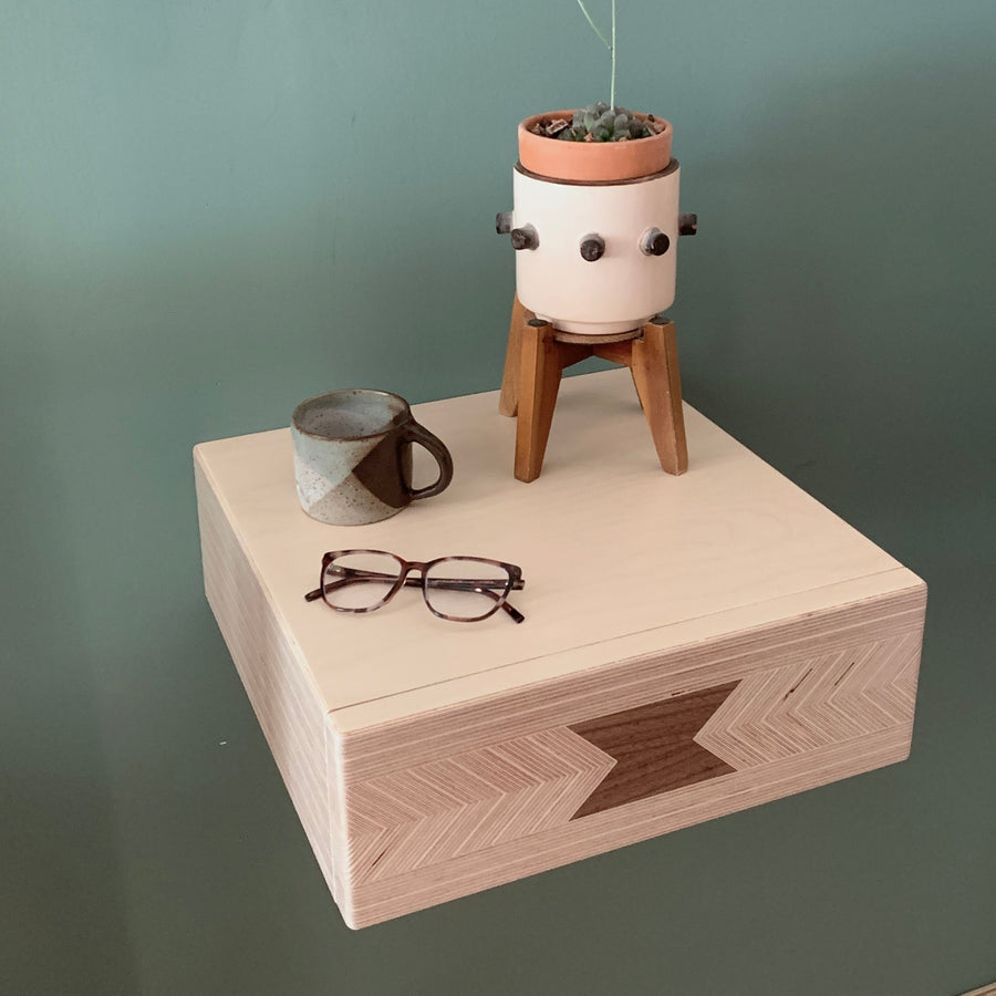 Baltic Birch Plywood 'Aisling' Floating Nightstand with Full Overlay Drawer