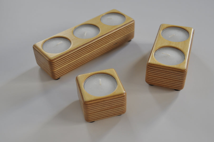 Birch Plywood Tealight Candle Holders