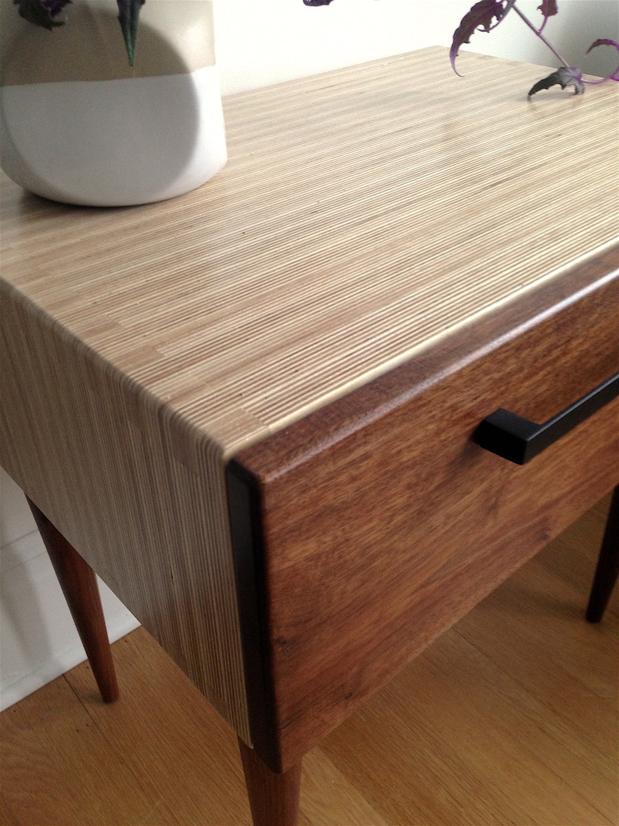 walnut and plywood nighstand
